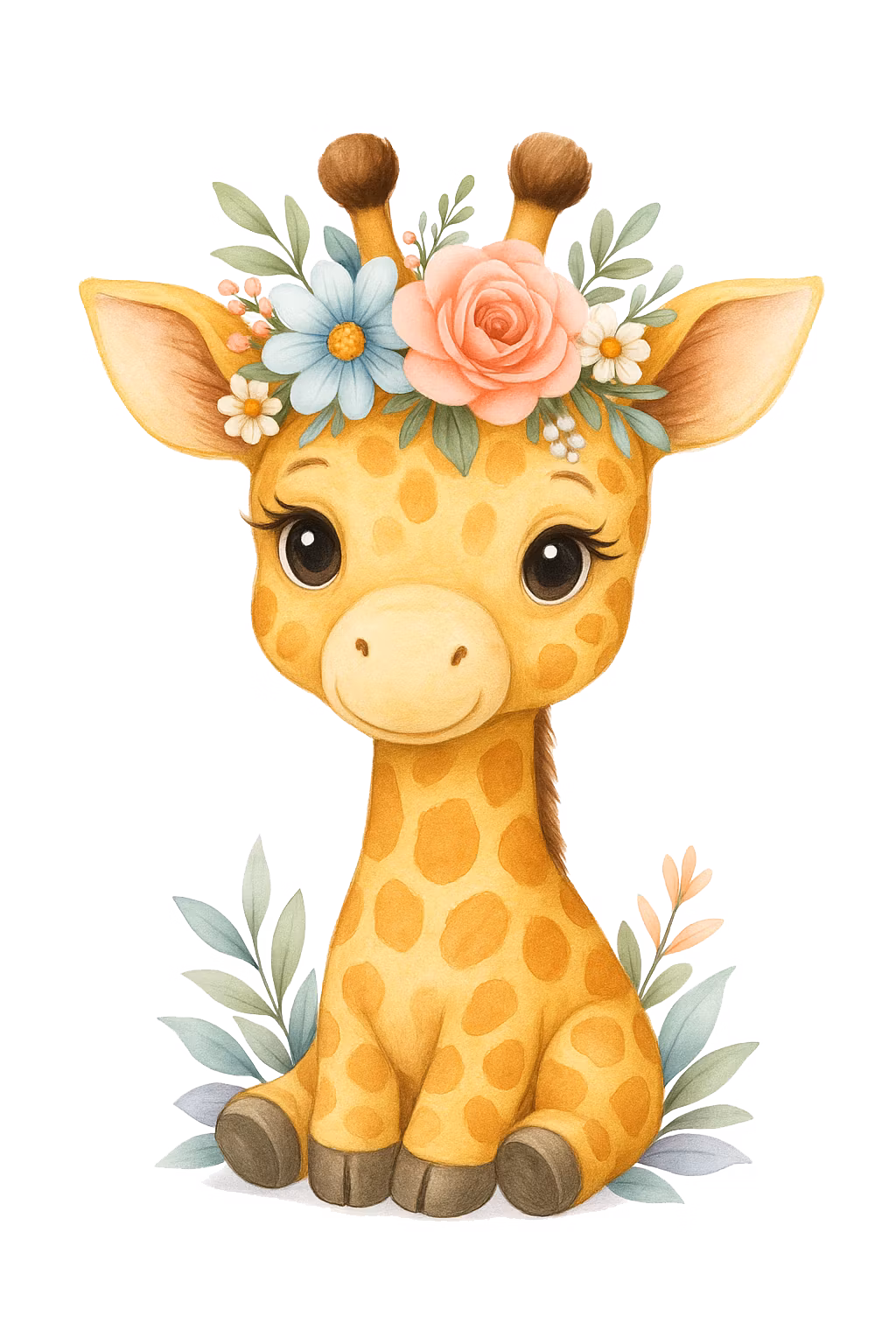 Giraff med blommor till tyg