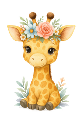 Giraff med blommor till tyg