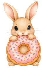 Kanin med donut till tyg