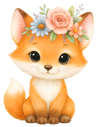 Räv med blommor till tyg