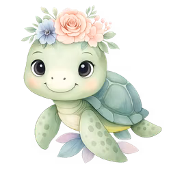 Sköldpadda med blommor till tyg