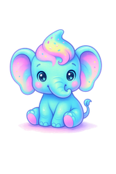 Elefant pastell #4 till tyg