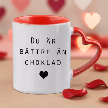 Mugg med hjärtformat handtag Röd -  Bättre än choklad