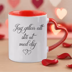 Mugg med hjärtformat handtag Röd -  Jag gillar