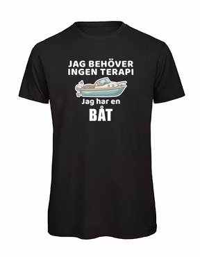 Rolig t-shirt med tryck – Jag behöver ingen terapi, jag har en båt