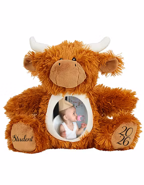 Highland Cow studentgosedjur med eget foto