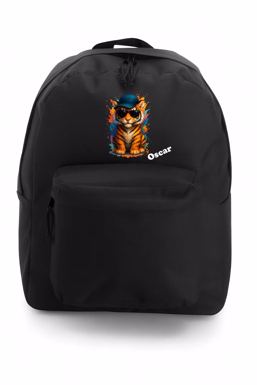 Personlig ryggsäck med en cool tiger med solglasögon och namn