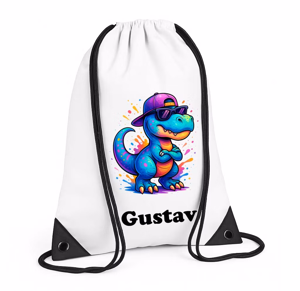 Personlig gympapåse med cool dinosaurie och namn