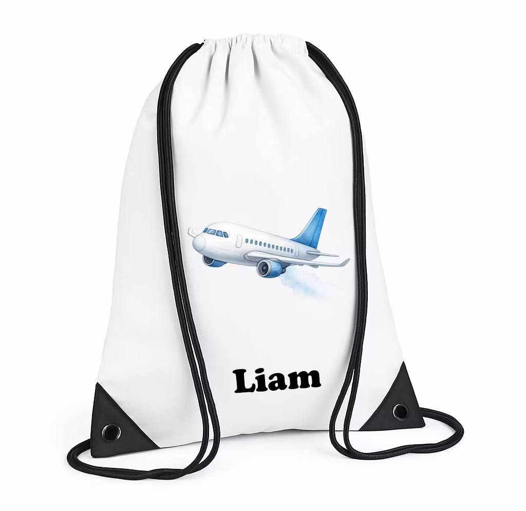 Personlig gympapåse med flygplan och namn