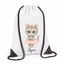 Personlig gympapåse med katt med kjol och namn