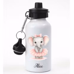 Personlig vattenflaska med elefant med kjol och namn