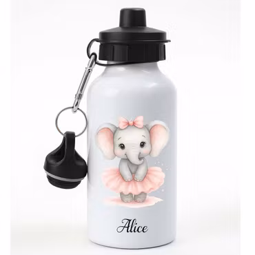Personlig vattenflaska med elefant med kjol och namn