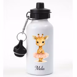 Personlig vattenflaska med giraff med kjol och namn