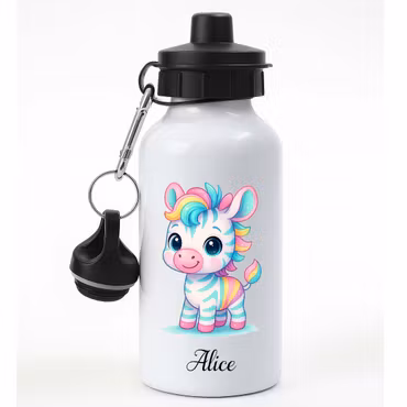 Personlig vattenflaska med zebra och namn
