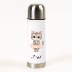 Personlig vattenflaska med katt med kjol och namn
