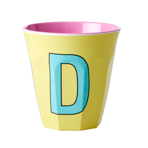 Melaminmugg bokstav D - gul
