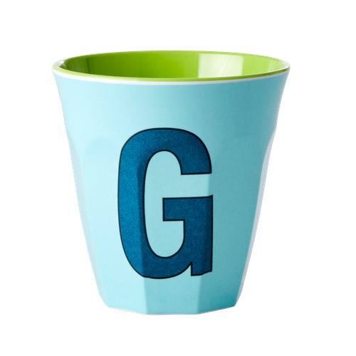 Melaminmugg bokstav G - blå