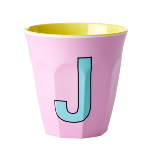 Melaminmugg bokstav J - rosa