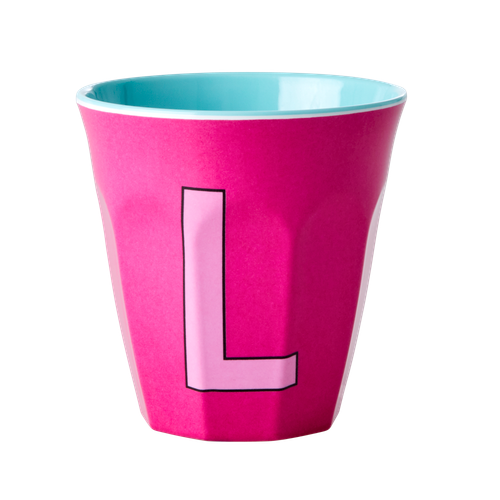 Melaminmugg bokstav L - fuchsia