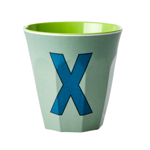 Melaminmugg bokstav X - khaki