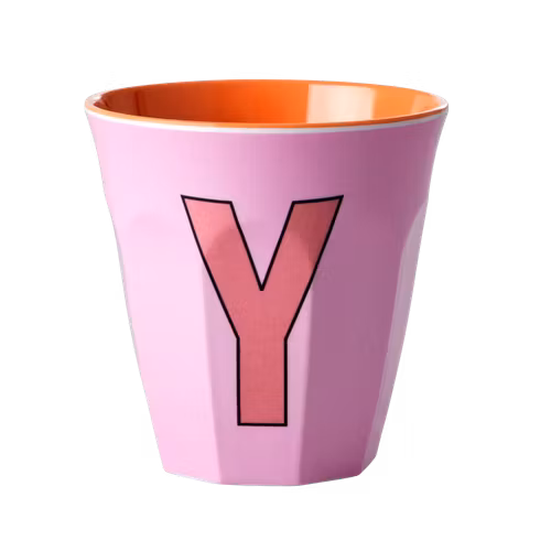 Melaminmugg bokstav Y - rosa