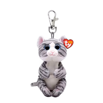TY Beanie Bellies - MITZI - grey tabby cat clip