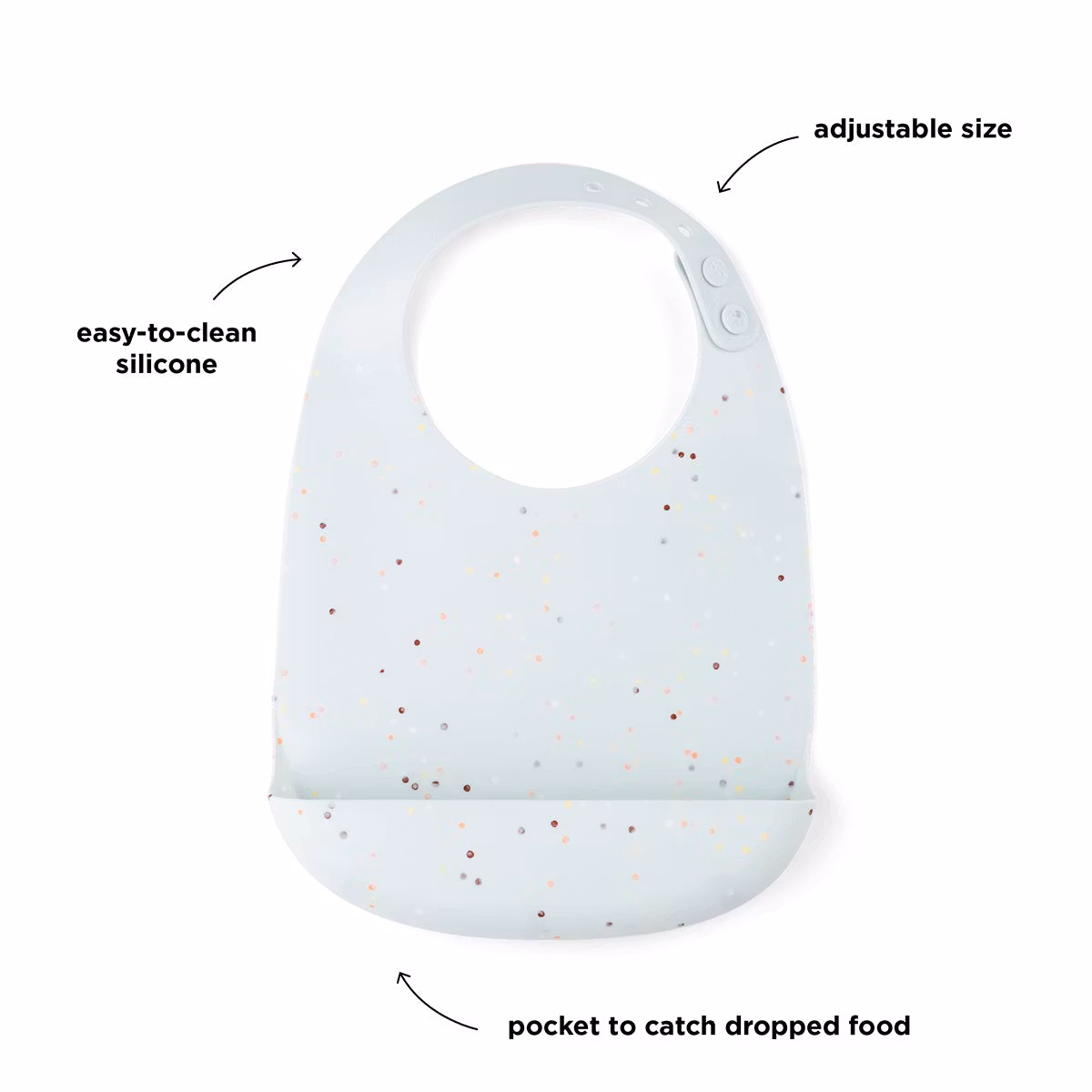 Silikon Haklapp Confetti Blå - DoneByDeer