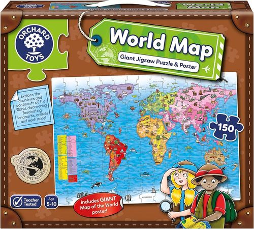 Pussel 150 - Världskarta - OrchardToys