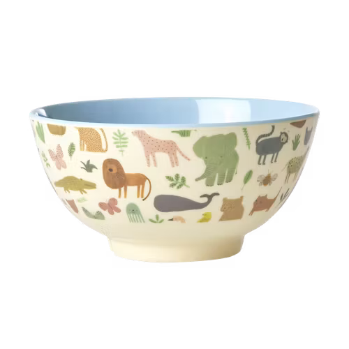 Rice - Skål Medium - Sött Jungelmönster Beige