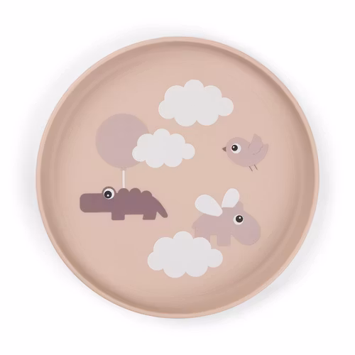 Foodie Rund Lunchtallrik Happy clouds Rosa - DoneByDeer