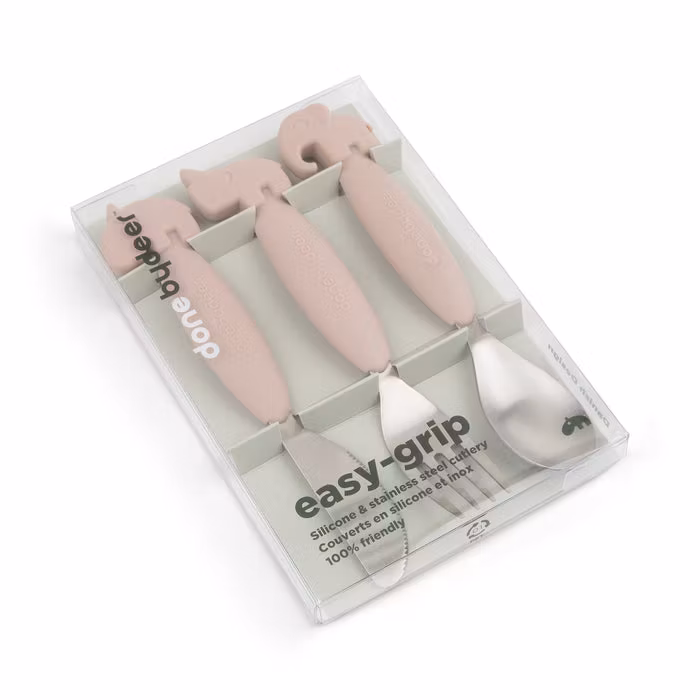 Easy-Grip Bestickset Deer friends Rosa - DoneByDeer