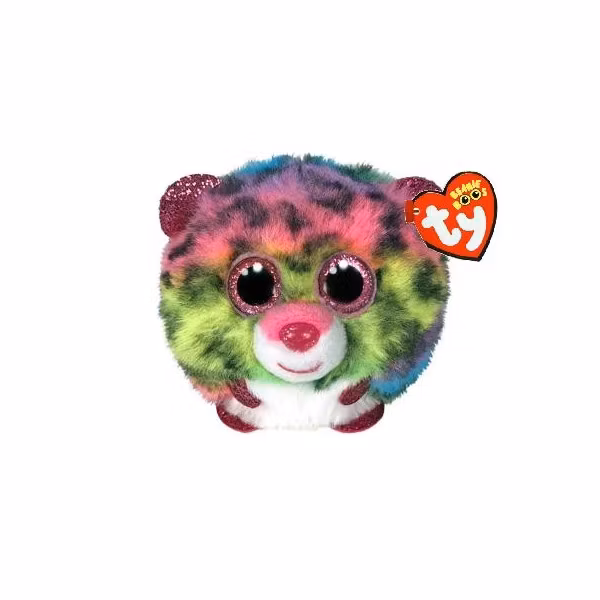 TY Puffies Beanie Balls DOTTY - rainbow leopard ball