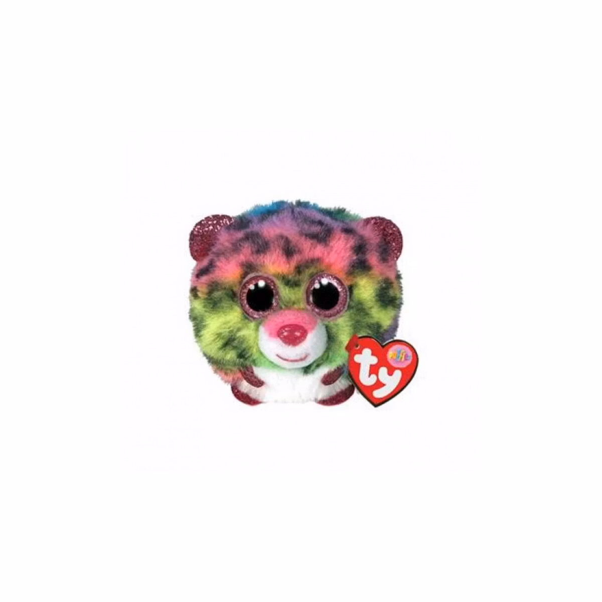 TY Puffies Beanie Balls DOTTY - rainbow leopard ball