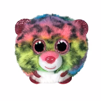 TY Puffies Beanie Balls DOTTY - rainbow leopard ball