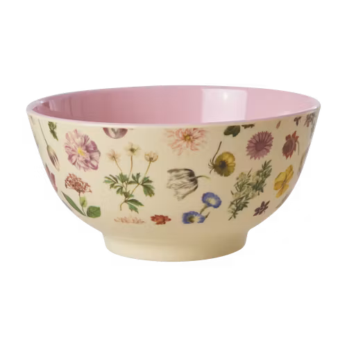 Rice - Skål Medium - Blomster Beige