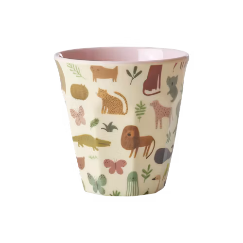 Rice - Melamine Mugg Small - Sött Jungelmönster Beige
