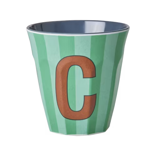 Melaminmugg bokstav C - Grönrandig