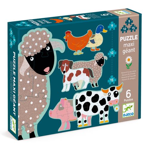 Pussel Djur Stora bitar 6-pack - Djeco