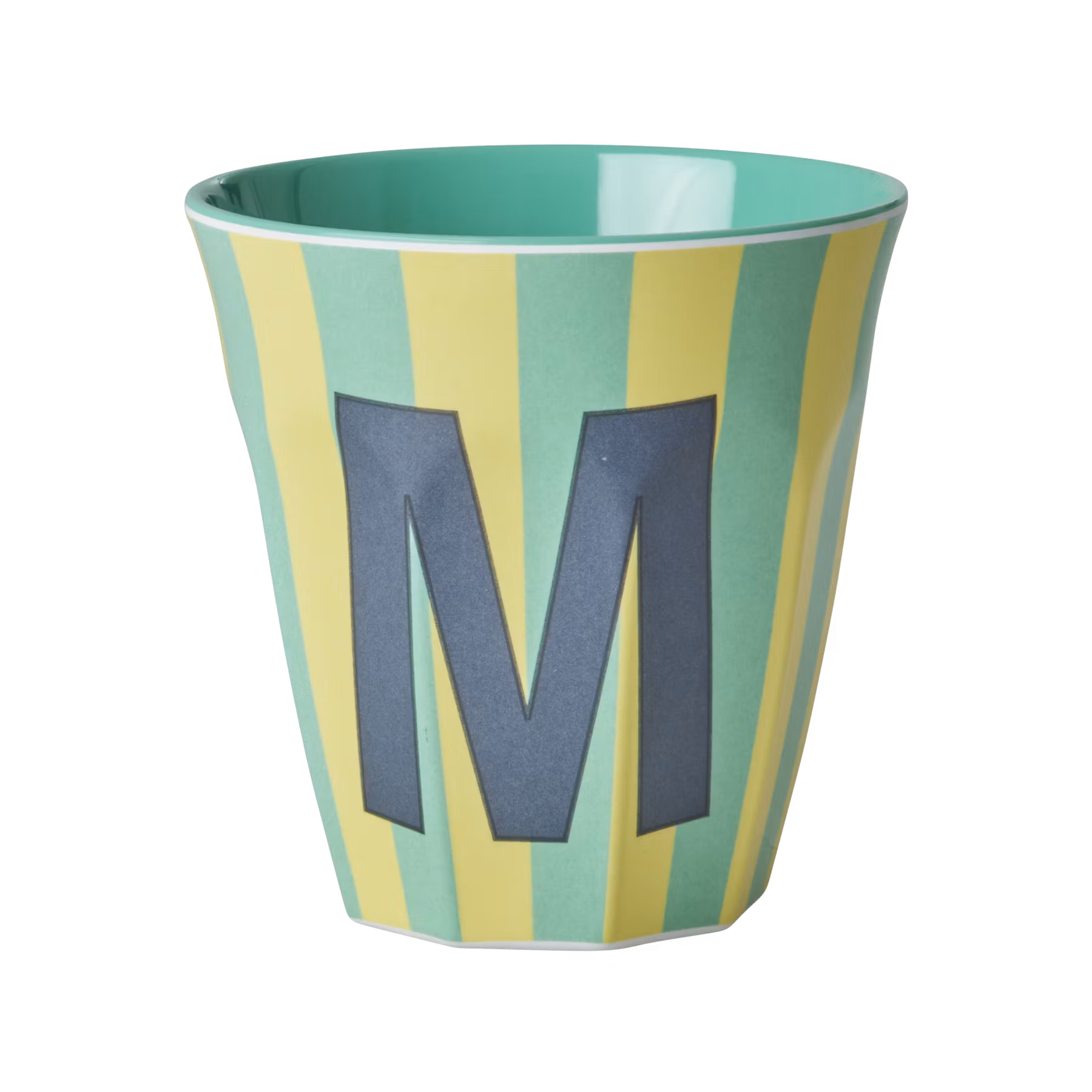 Melaminmugg bokstav M - Blårandig