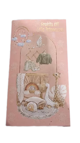 Rosa Dubbelt Babykort - Vagga