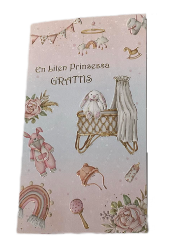 Rosa Dubbelt Babykort - Barnsäng