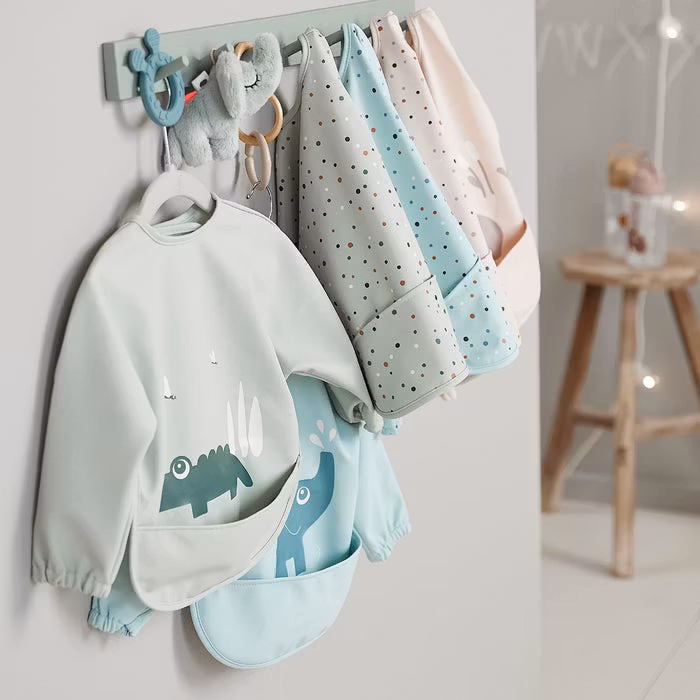 Långärmad Haklapp Happy dots Blå - DoneByDeer