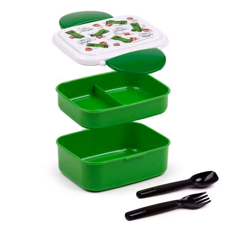 Minecraft Creeper & TNT Clip Lock Staplad Bento Lunchlåda med Bestick