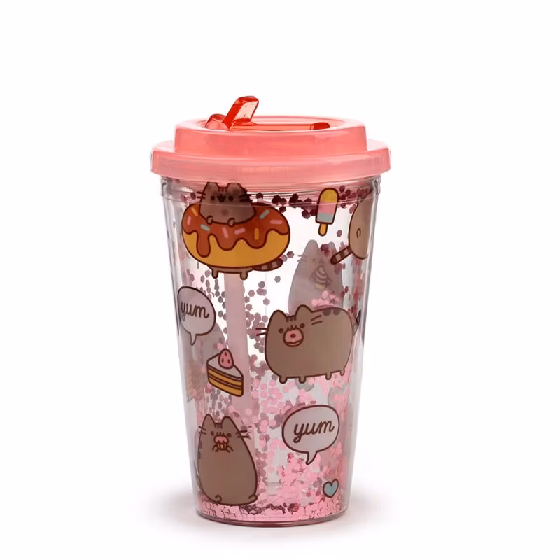 Splitterfri- Pusheen Foddie Dubbelväggig Kopp & Sugrör