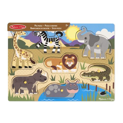 Knopppussel i trä - Djur - Melissa & Doug