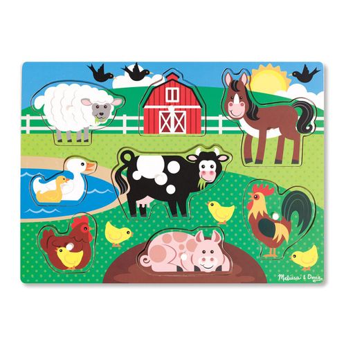 Knopppussel i trä - Farm - Melissa & Doug