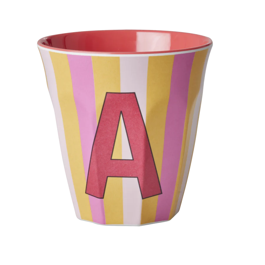 Mugg Bokstaven A - Rosa Ränder