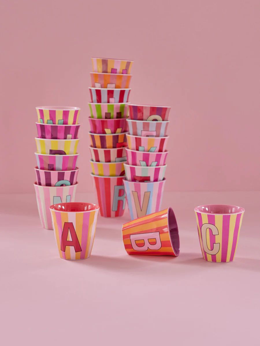 Mugg Bokstaven A - Rosa Ränder