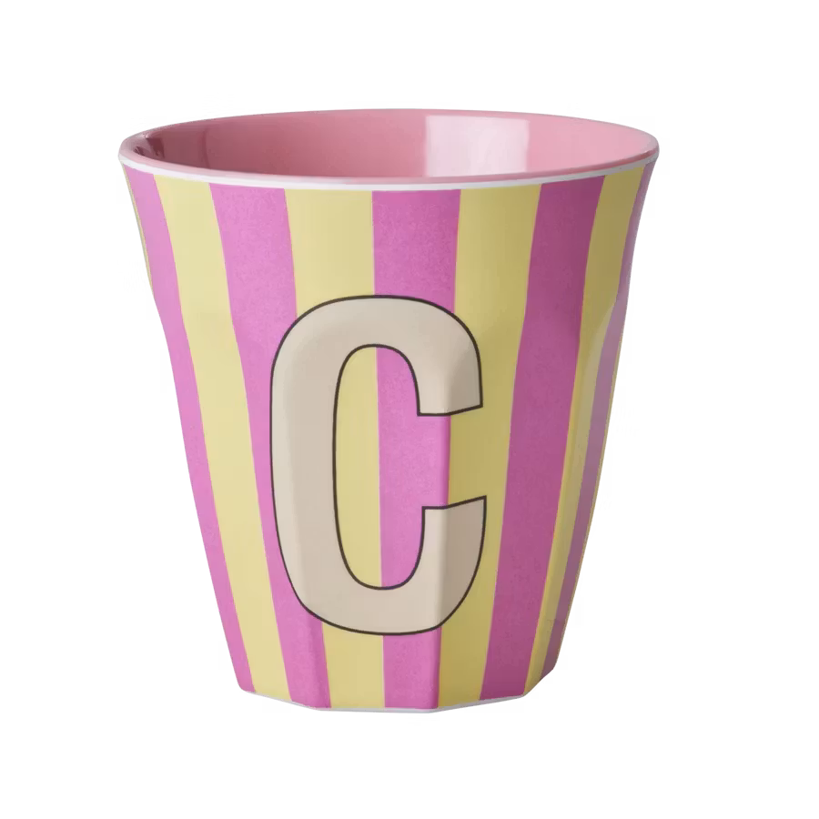 Mugg Bokstaven C - Gul Ränder