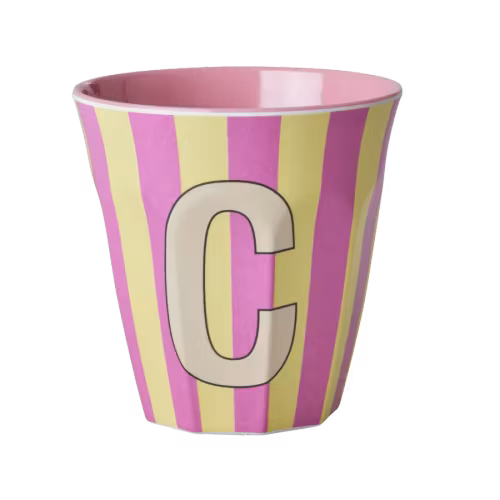 Mugg Bokstaven C - Gul Ränder